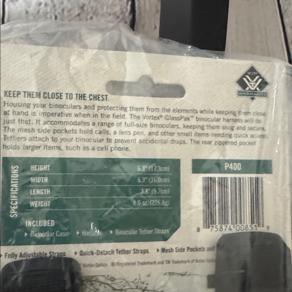 Vortex Glasspak Tan Binocular Harness Bag recommended for 50mm or smaller binos - Picture 3 of 7